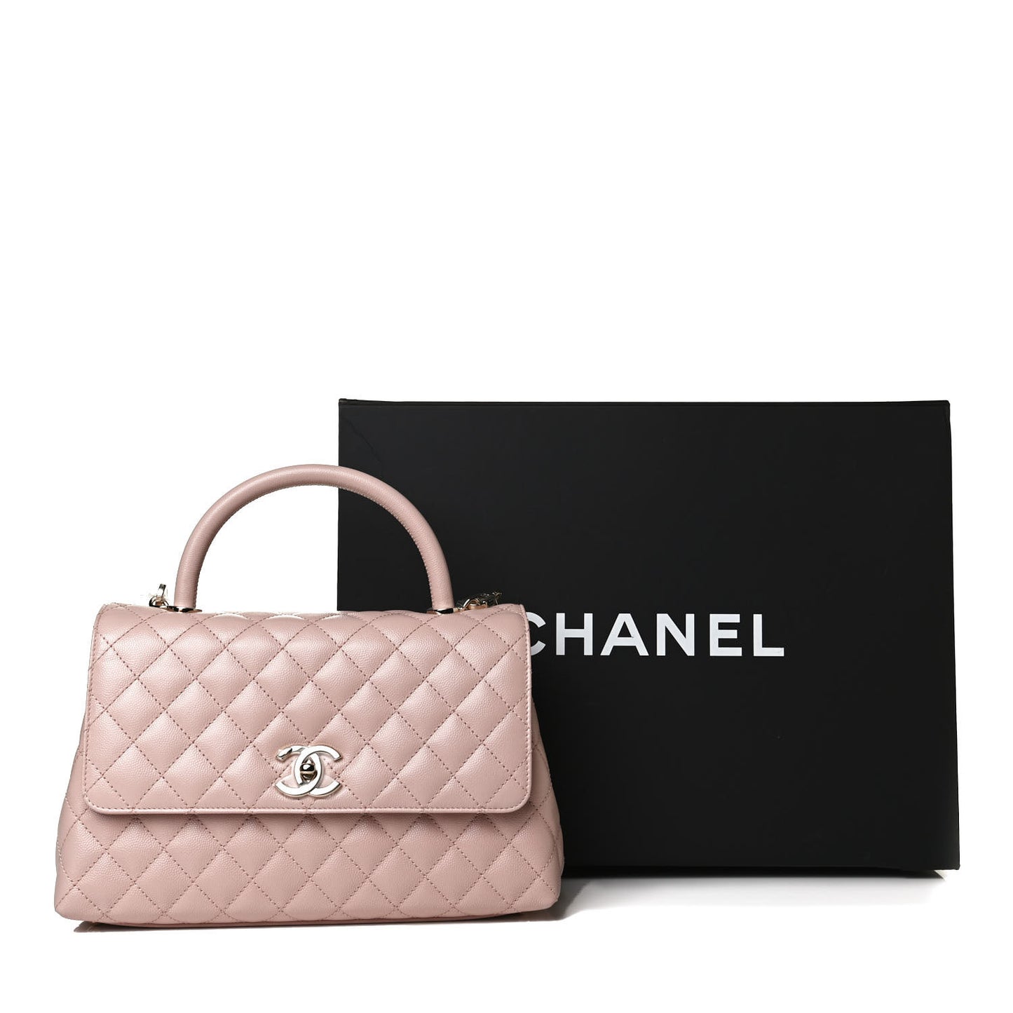 Caviar Quilted Small Coco Handle Flap Light Pink