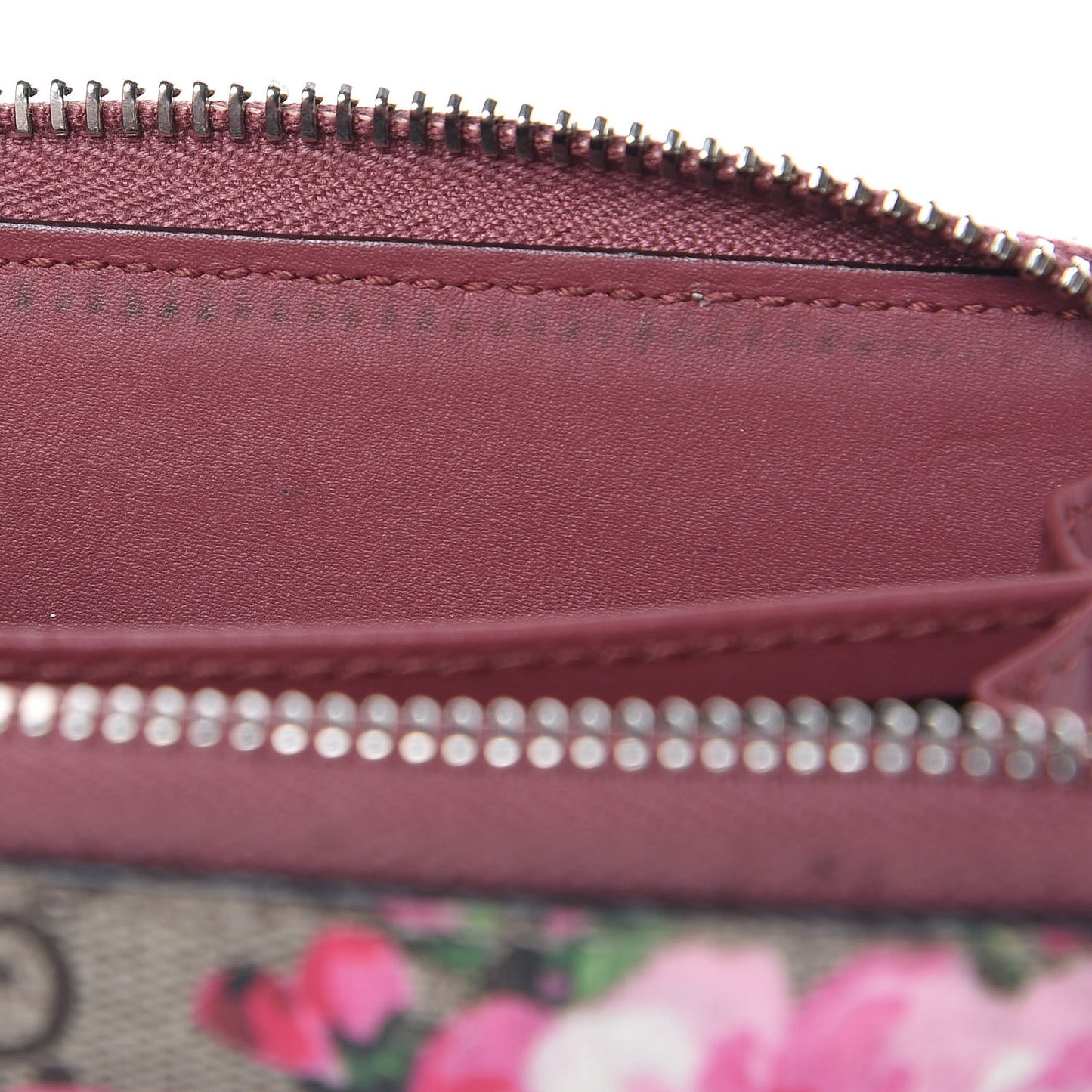 GG Supreme Monogram Blooms Zip Around Card Case Wallet Beige Multicolor Dry Rose