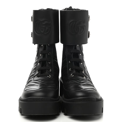 Gucci Nappa Frances GG Matelasse Platform Combat Boots 39 Black 2 of 9
