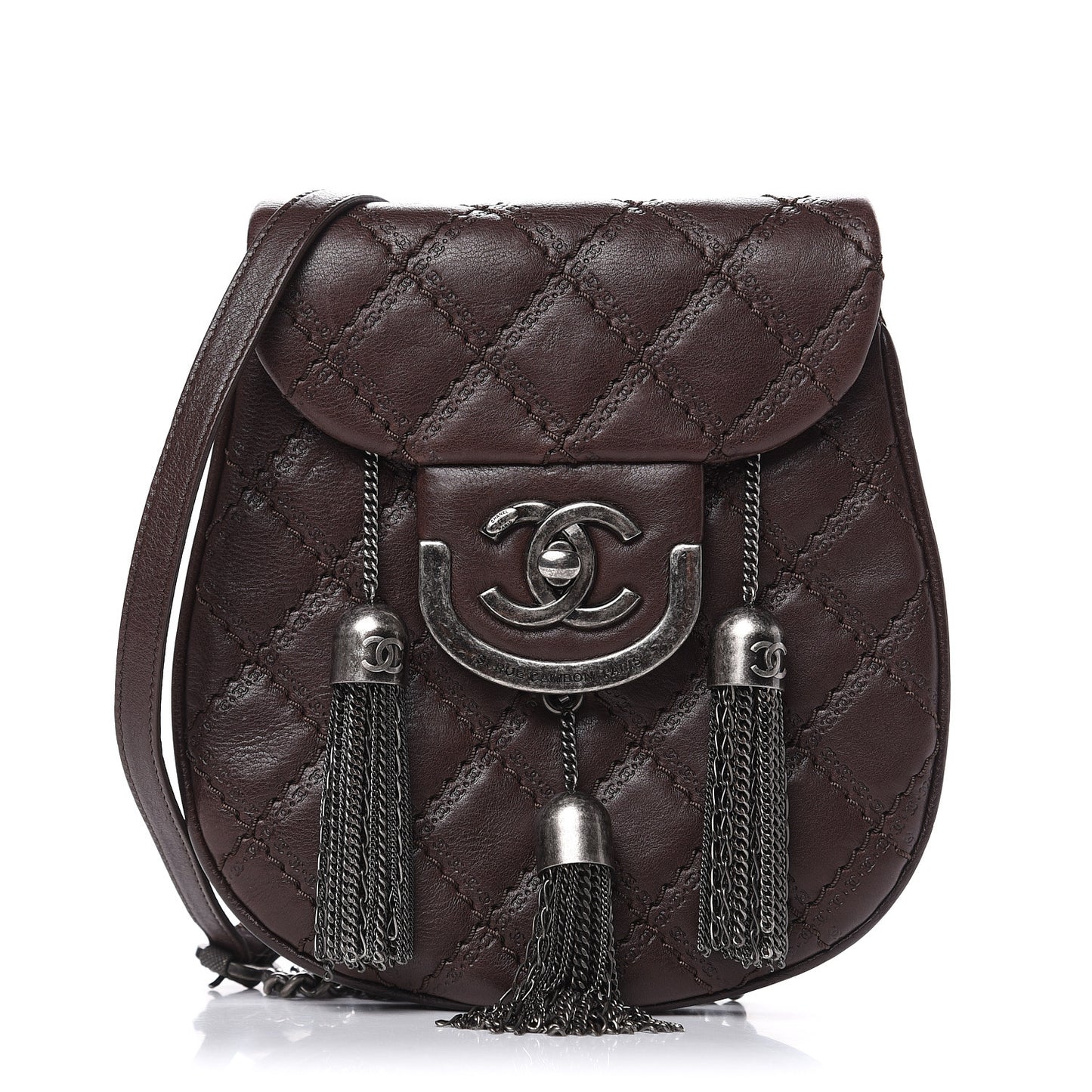 Calfskin Coco Sporran Small Tassel Flap Dark Brown