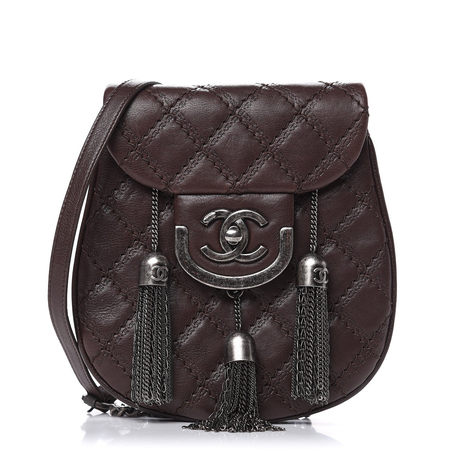 Chanel Calfskin Coco Sporran Small Tassel Flap Dark Brown 1 of 12