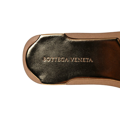 Bottega Veneta Laminated Nappa Intrecciato Squared Toe Flat Sandals 38.5 Gold 7 of 8