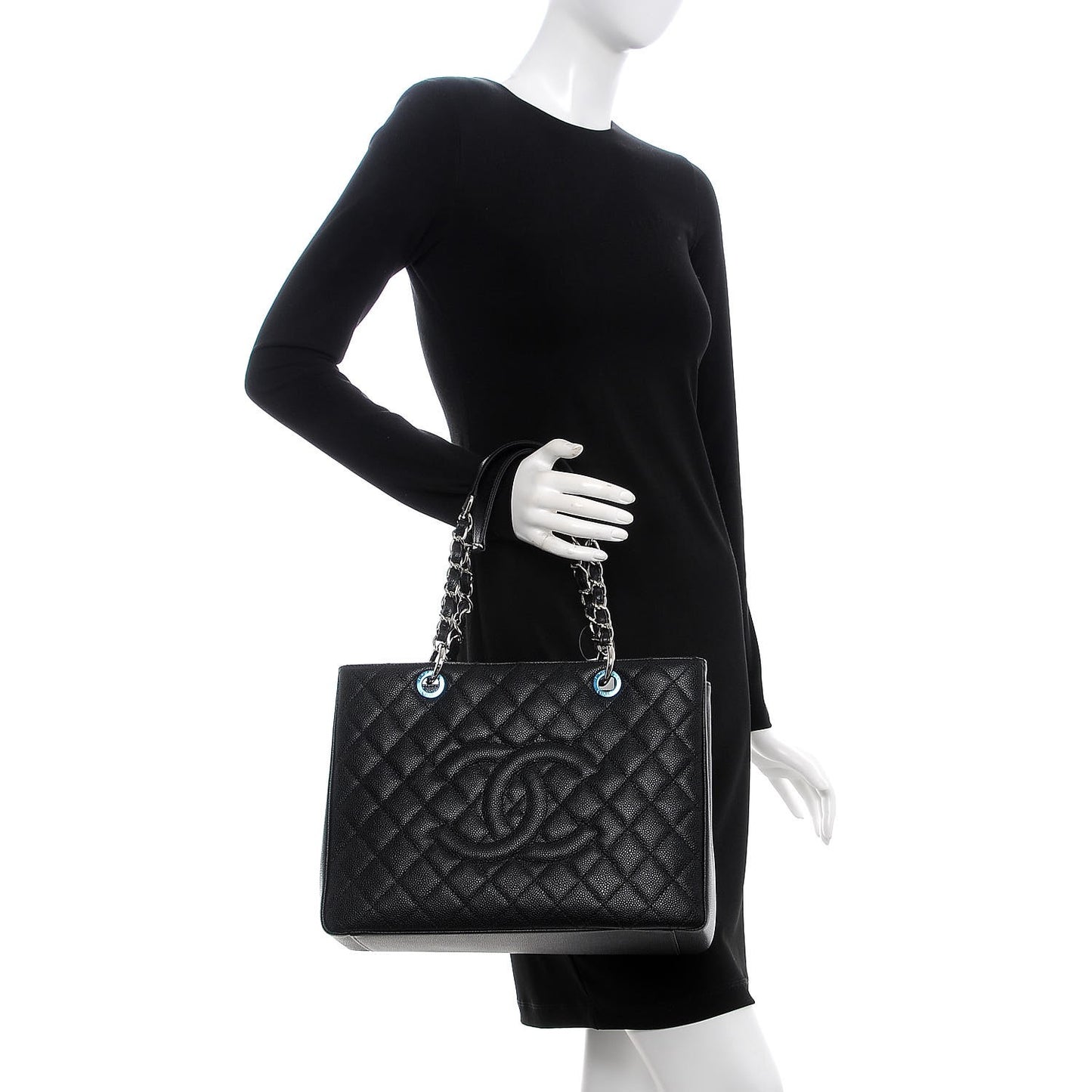Caviar Quilted Grand Shopping Tote GST Black