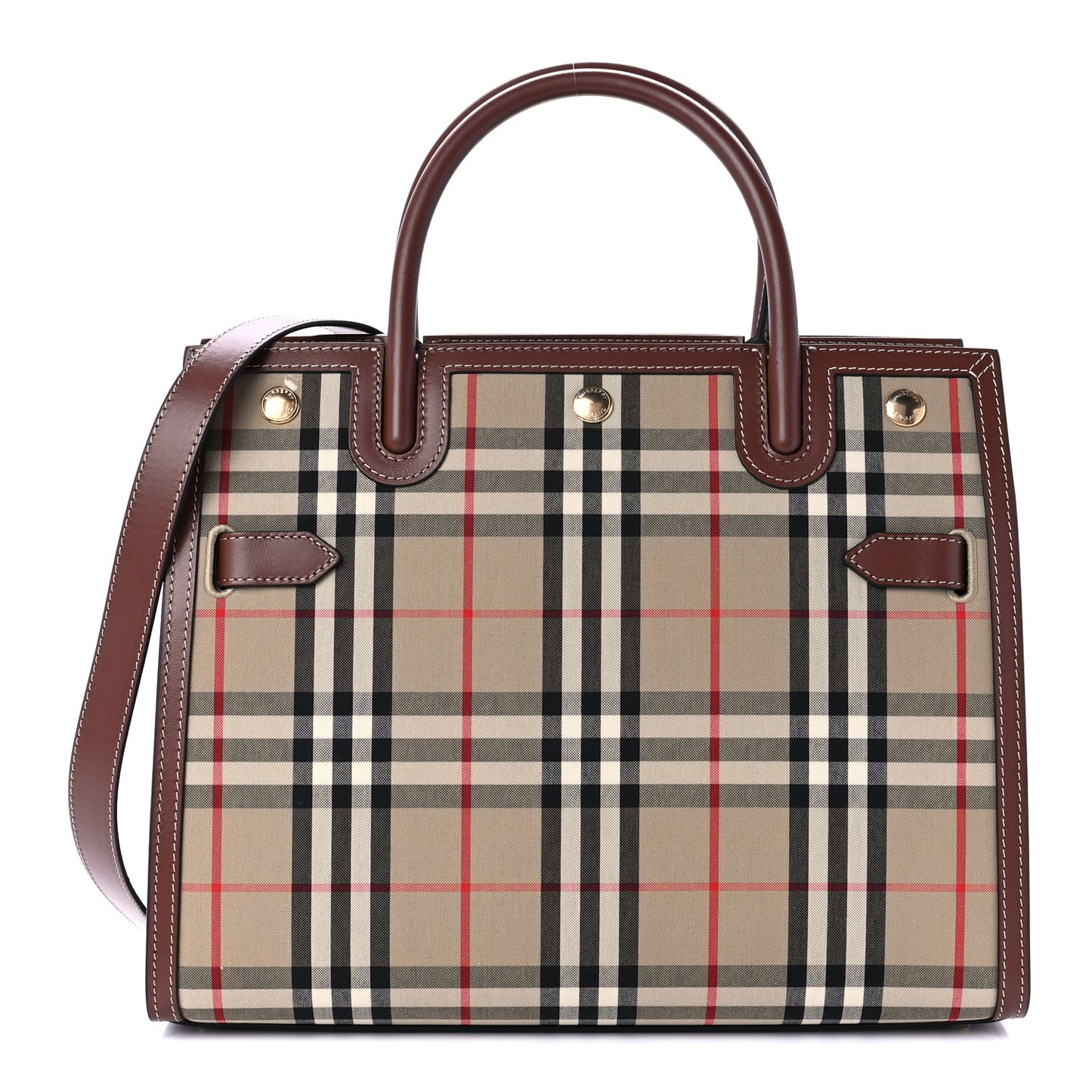 Calfskin Vintage Check Two Handle Title Bag Archive Beige