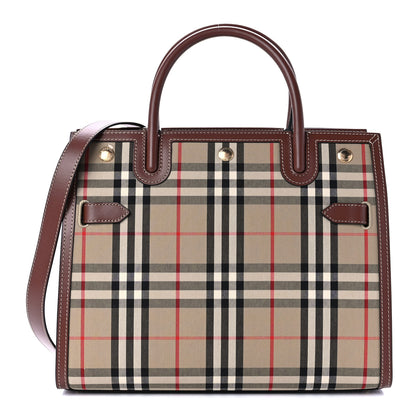 Burberry Calfskin Vintage Check Two Handle Title Bag Archive Beige 1 of 10