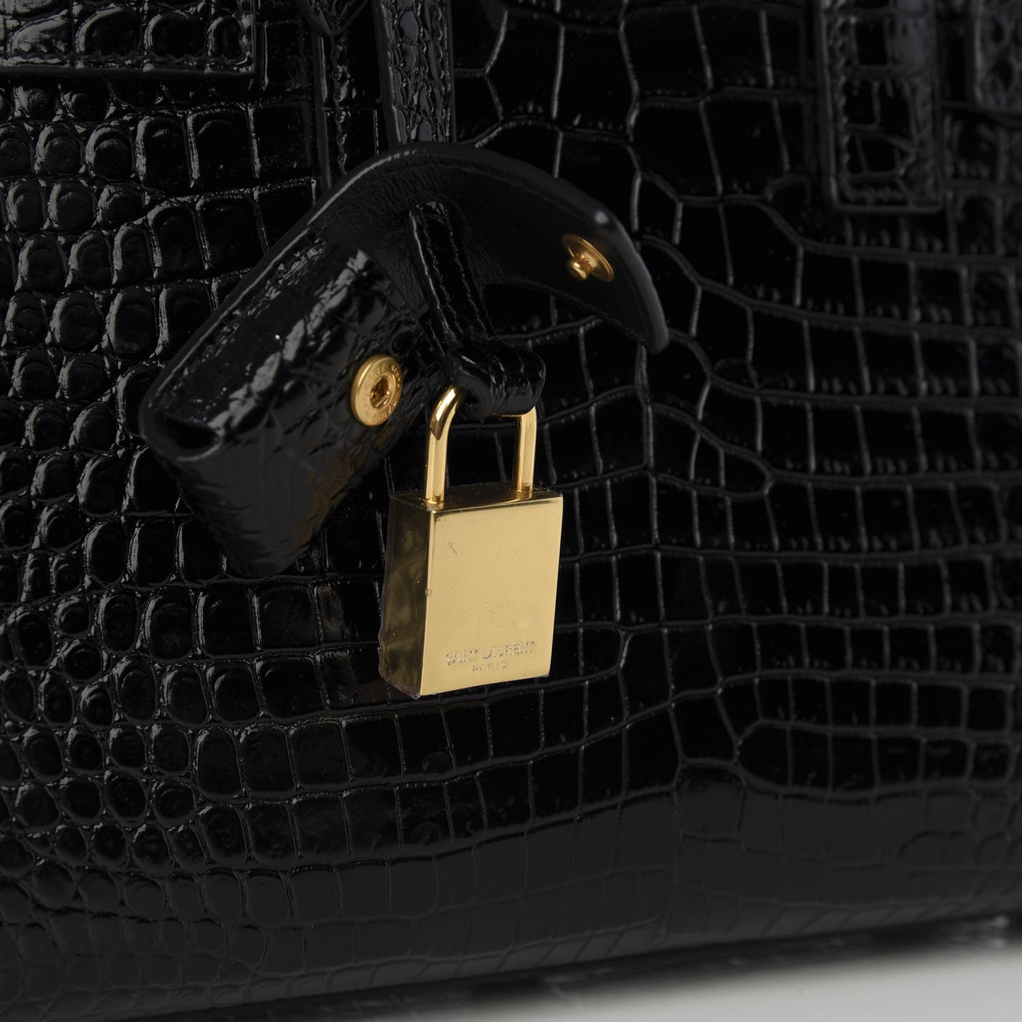 Calfskin Crocodile Embossed Nano Sac De Jour Black