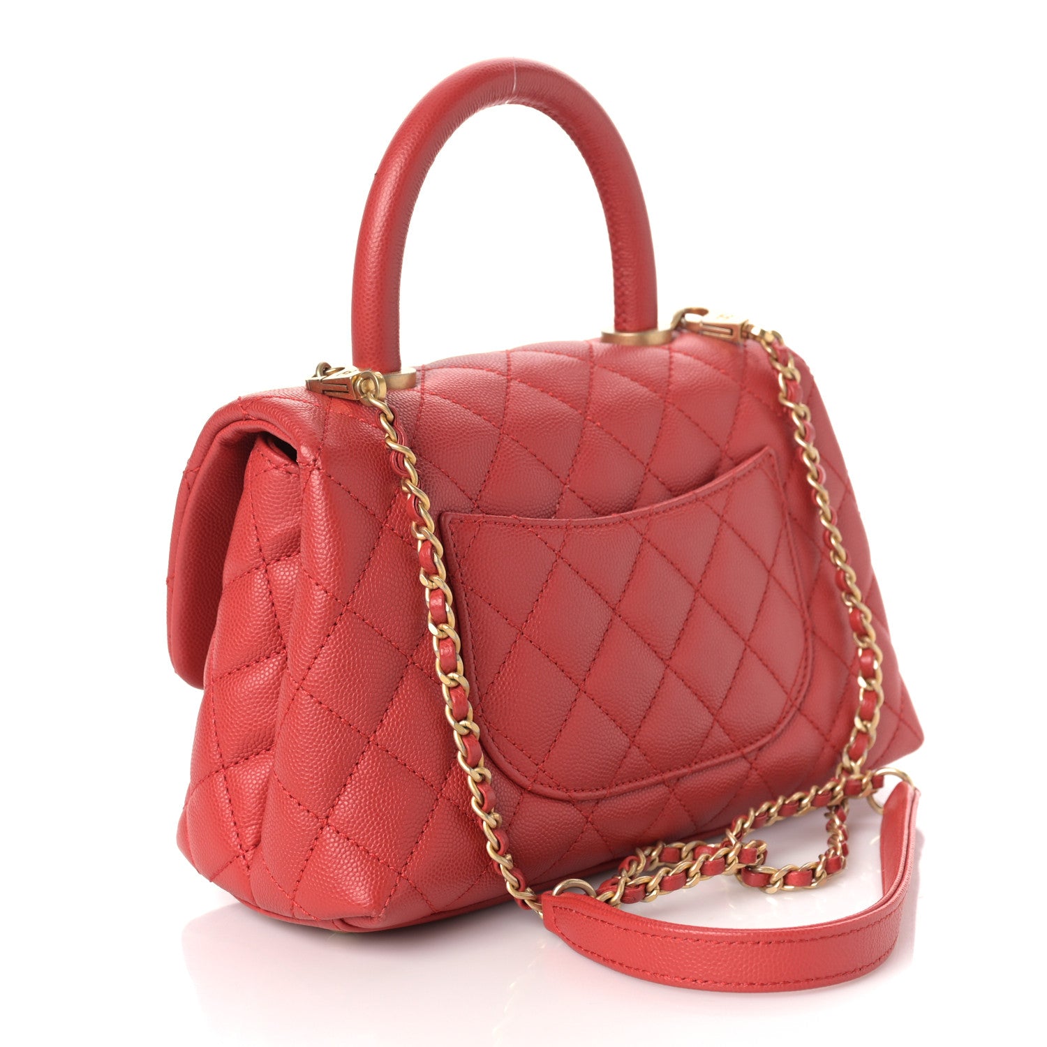 Chanel Caviar Quilted Mini Coco Handle Flap Red 3 of 9