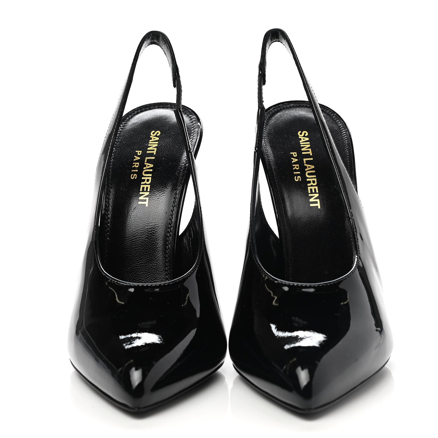 Saint Laurent Patent Venus 110 Slingback Pointed Pumps 38 Black 2 of 8