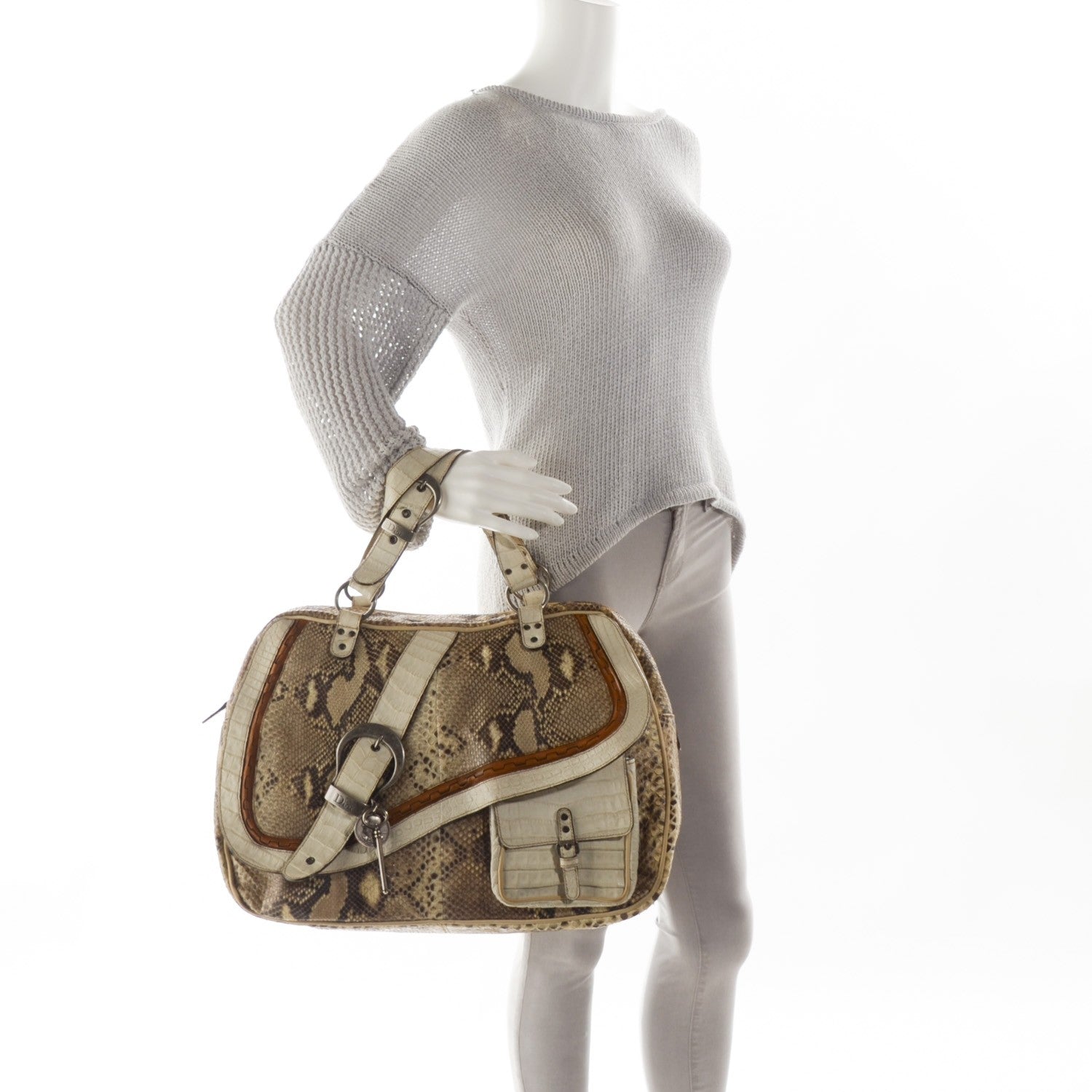Christian Dior Python Crocodile Large Gaucho 3 of 10