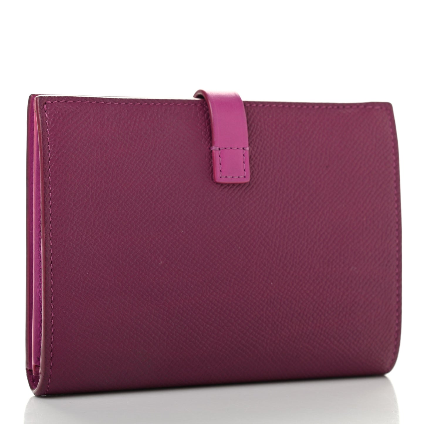 Grained Calfskin Medium Multifunction Strap Wallet Magenta