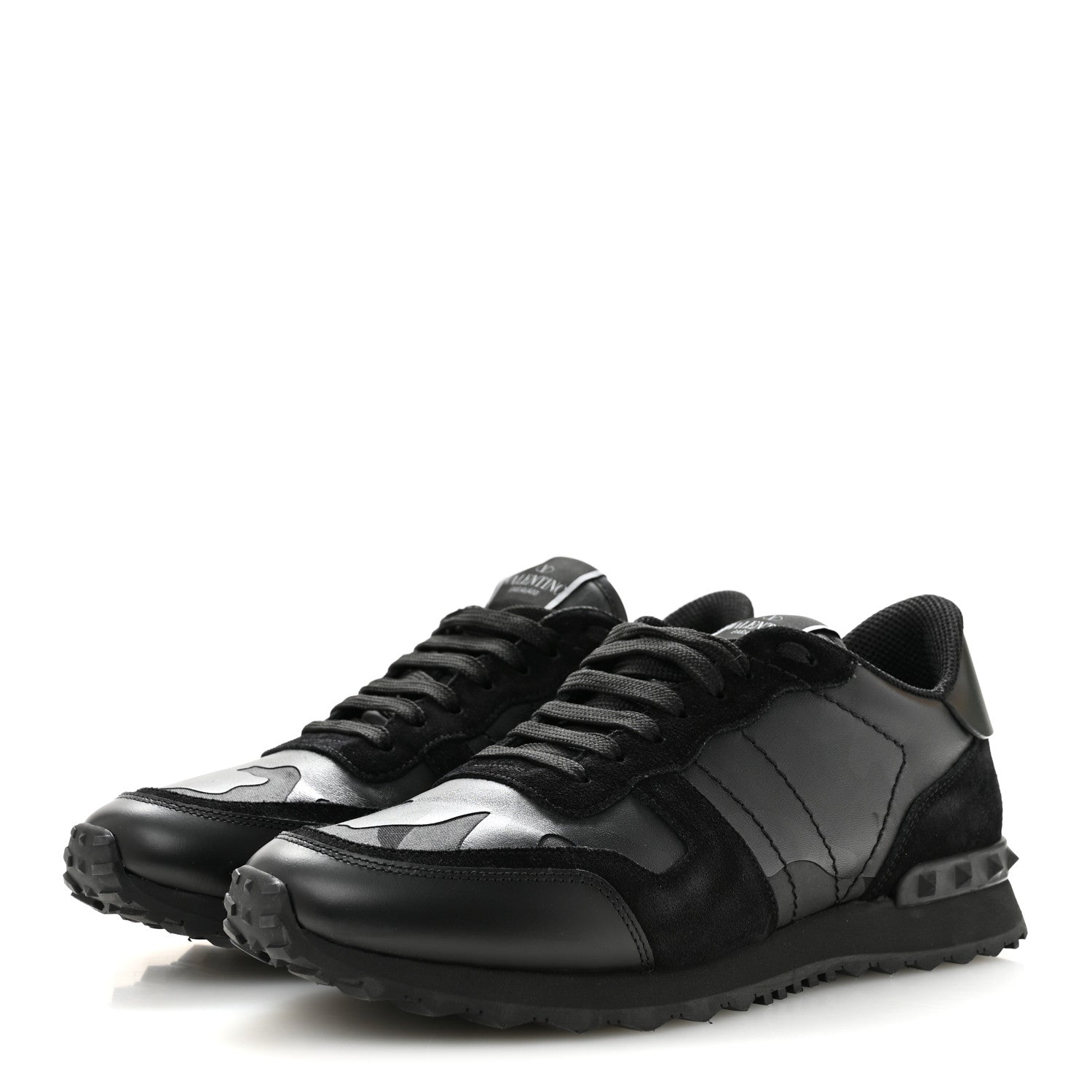 Valentino Garavani Nappa Suede Camouflage Mens Rockrunner Sneakers 41 Black 4 of 11