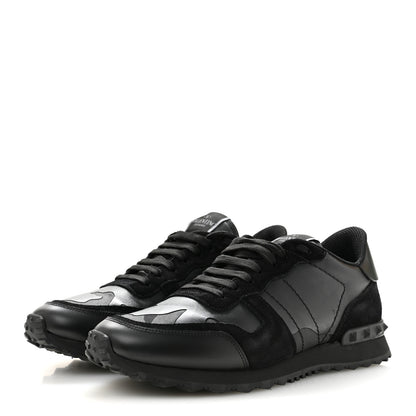Valentino Garavani Nappa Suede Camouflage Mens Rockrunner Sneakers 41 Black 4 of 11