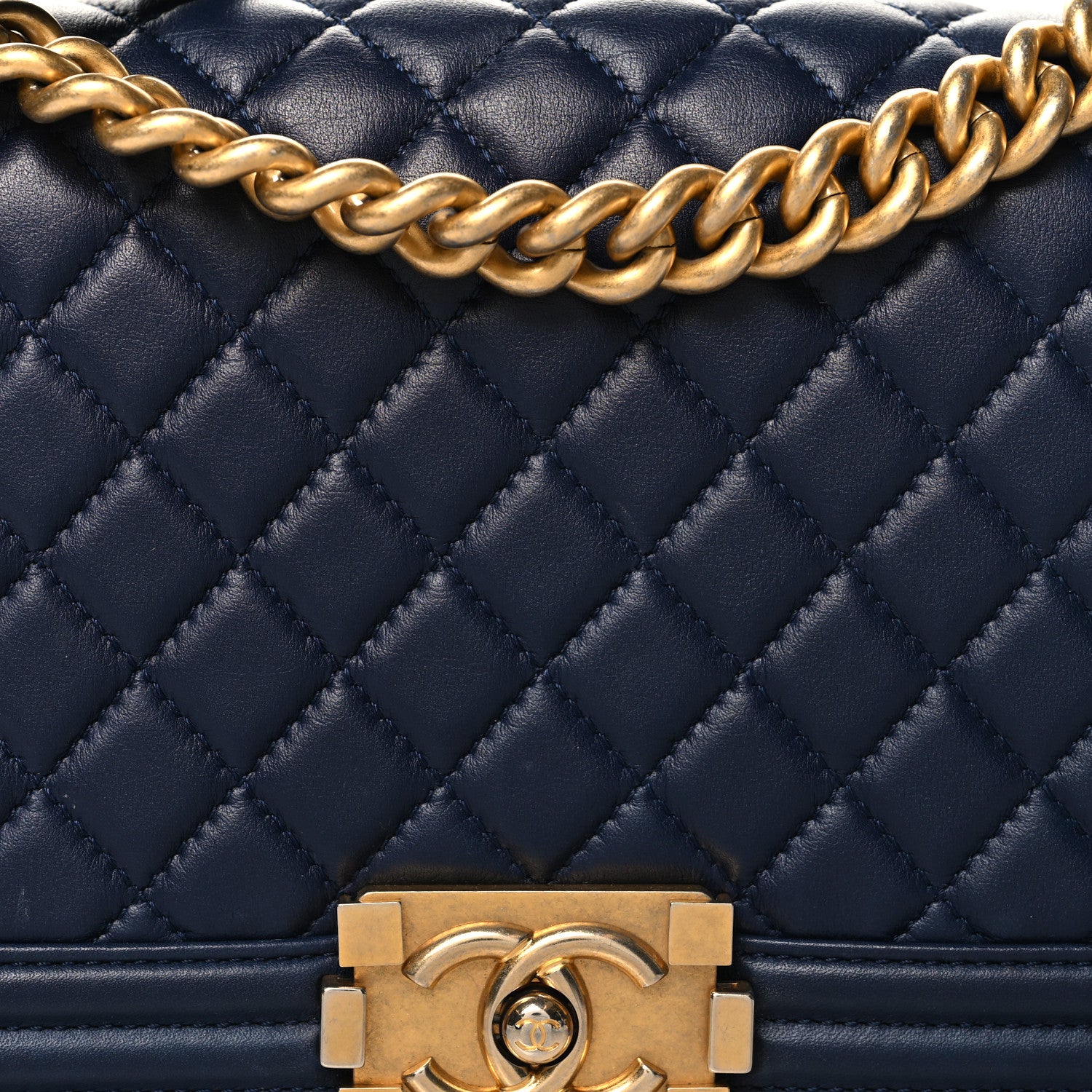 Chanel Lambskin Quilted Medium Boy Flap Dark Blue 8 of 15