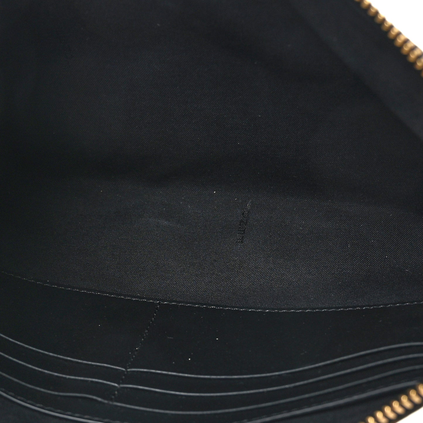 Glazed Fabric Vitello Century FF 1974 Stamp Patch Small FFreedom Flat Pouch Mogano Panna Black