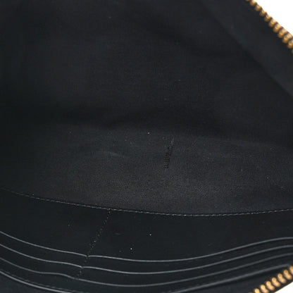 Fendi Glazed Fabric Vitello Century FF 1974 Stamp Patch Small FFreedom Flat Pouch Mogano Panna Black 5 of 7