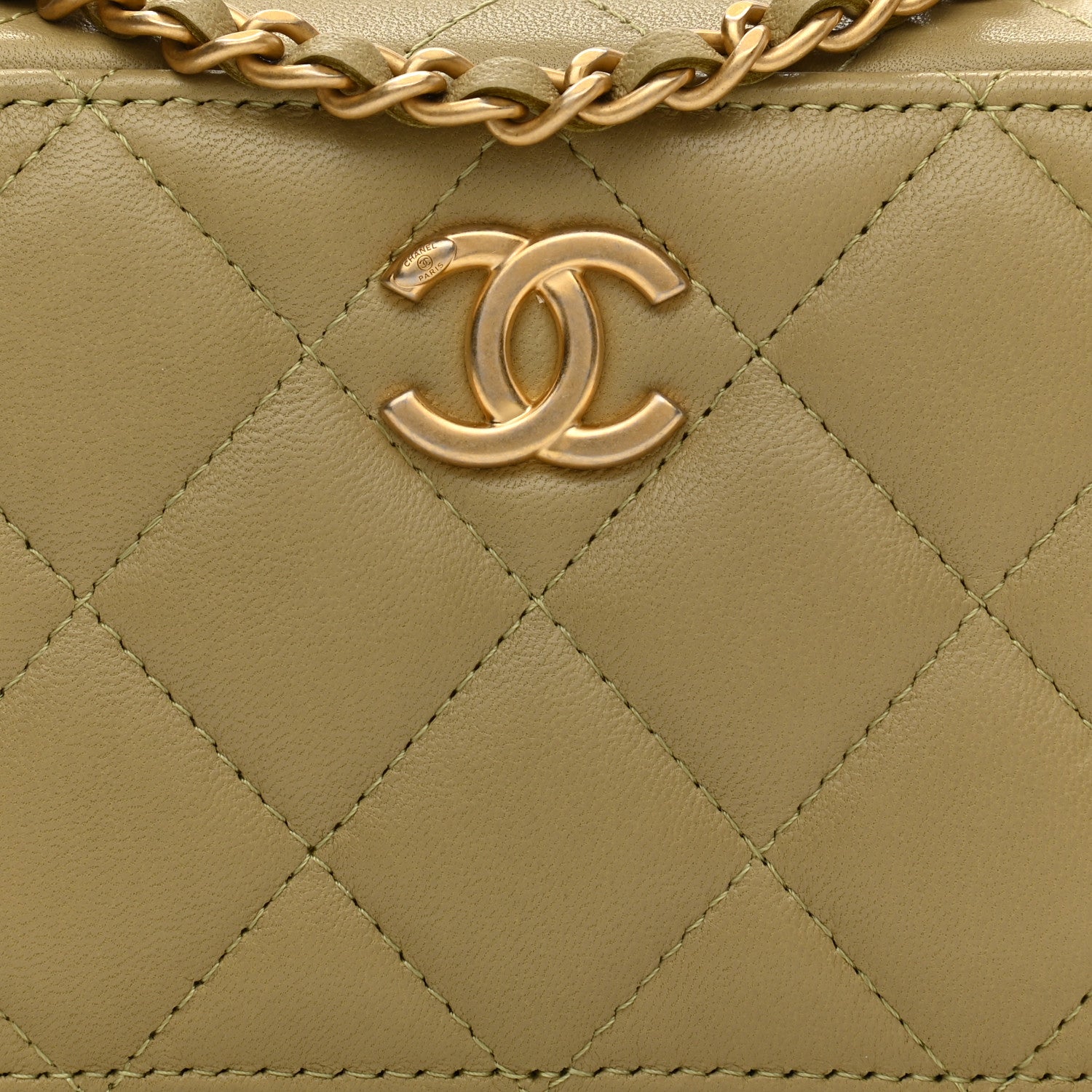 Chanel Lambskin Quilted Chain Top Handle Vanity Case Light Green 5 of 8
