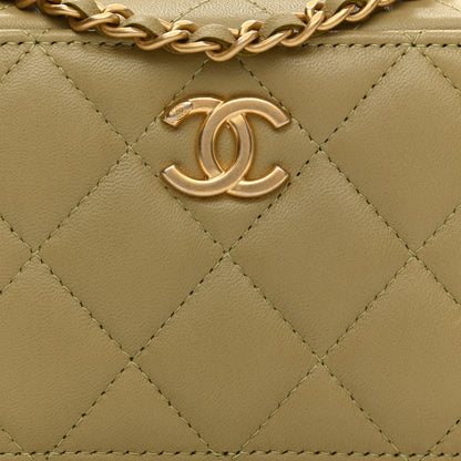 Chanel Lambskin Quilted Chain Top Handle Vanity Case Light Green 5 of 8