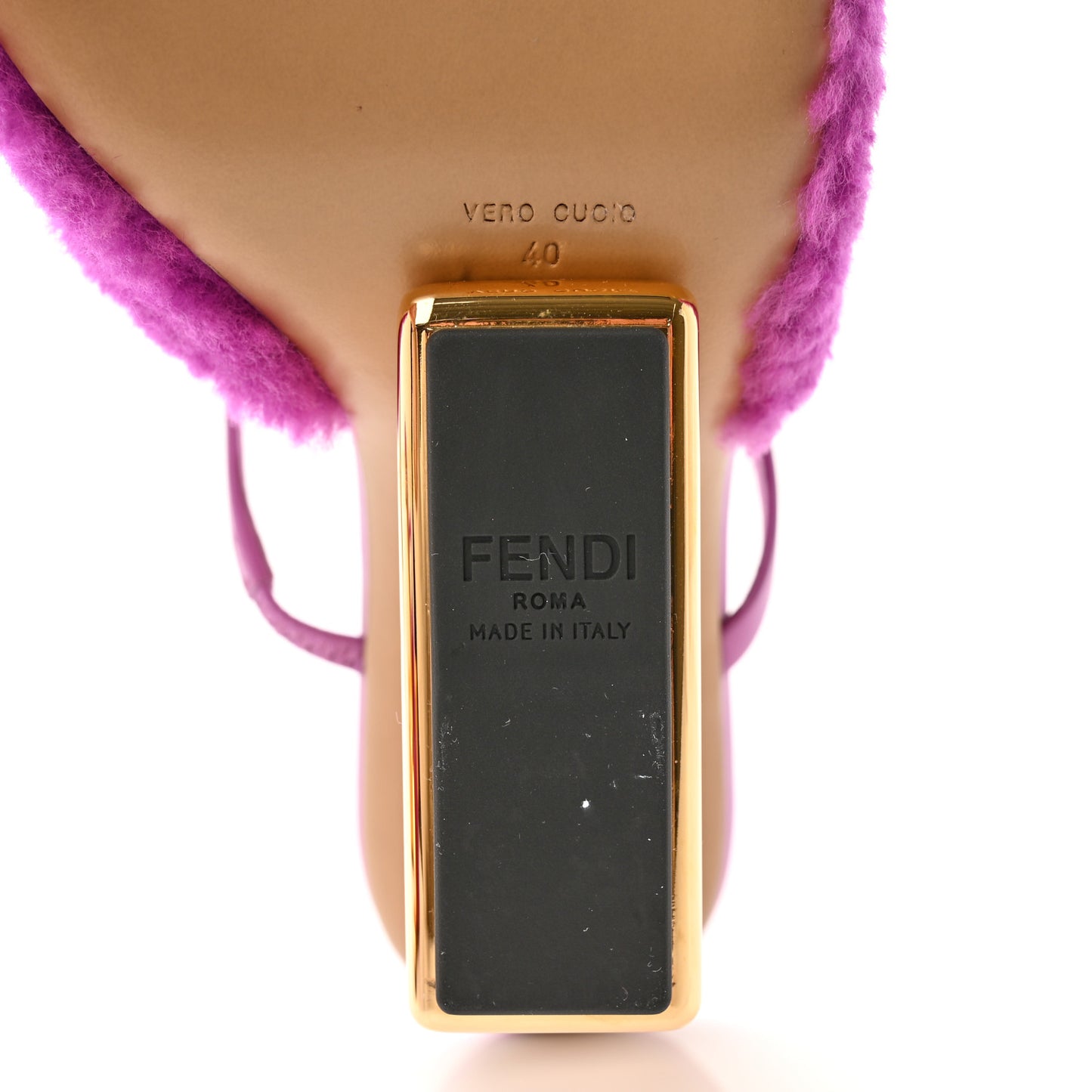 Shearling Vitello Fendi First 95mm Slide Sandals 40 Bouganville Colorado