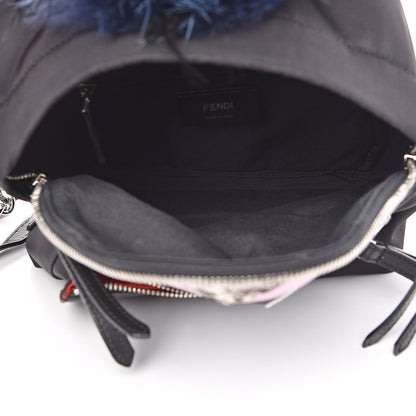 Fendi Nylon Vitello Fox Goat Fur Monster Eyes Mini Backpack Black Multicolor Sky 5 of 11