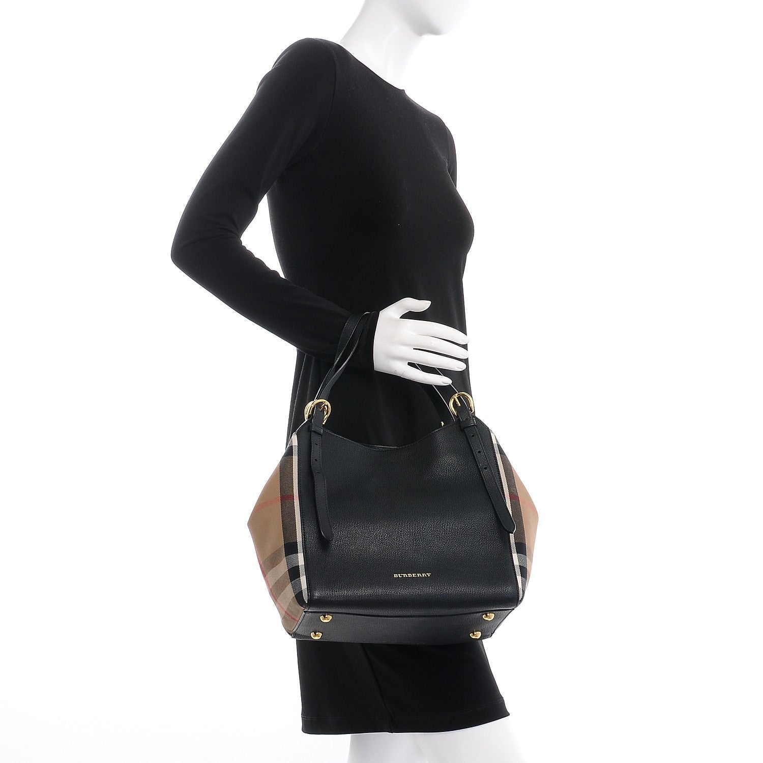 Burberry Grainy Calfskin House Check Small Canterbury Black 2 of 8