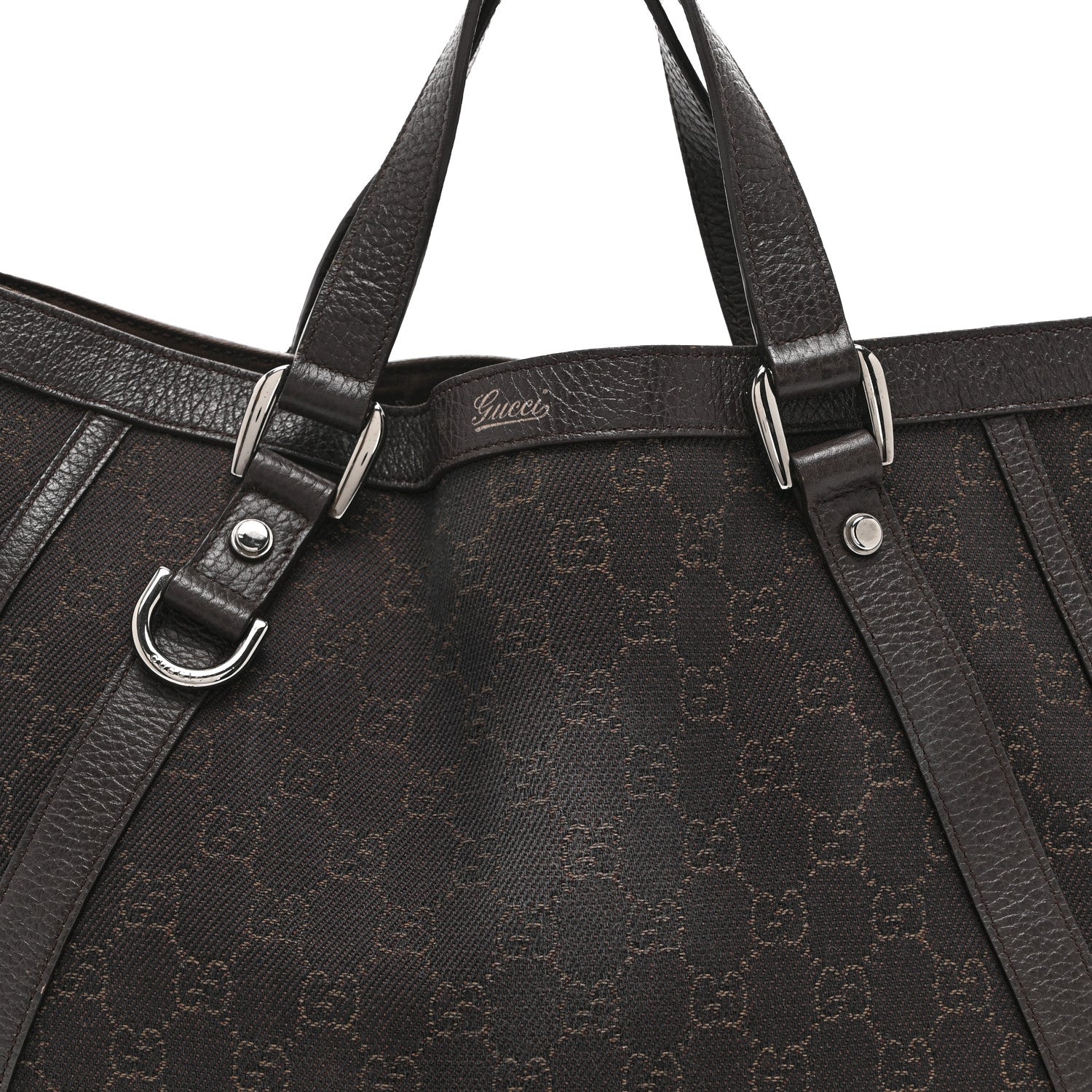 Gucci Monogram Medium Abbey Convertible Tote Dark Brown 8 of 10