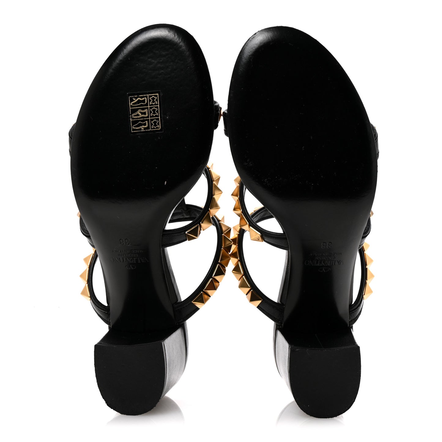 Calfskin Rockstud 60mm Caged Slide Sandals 38 Black