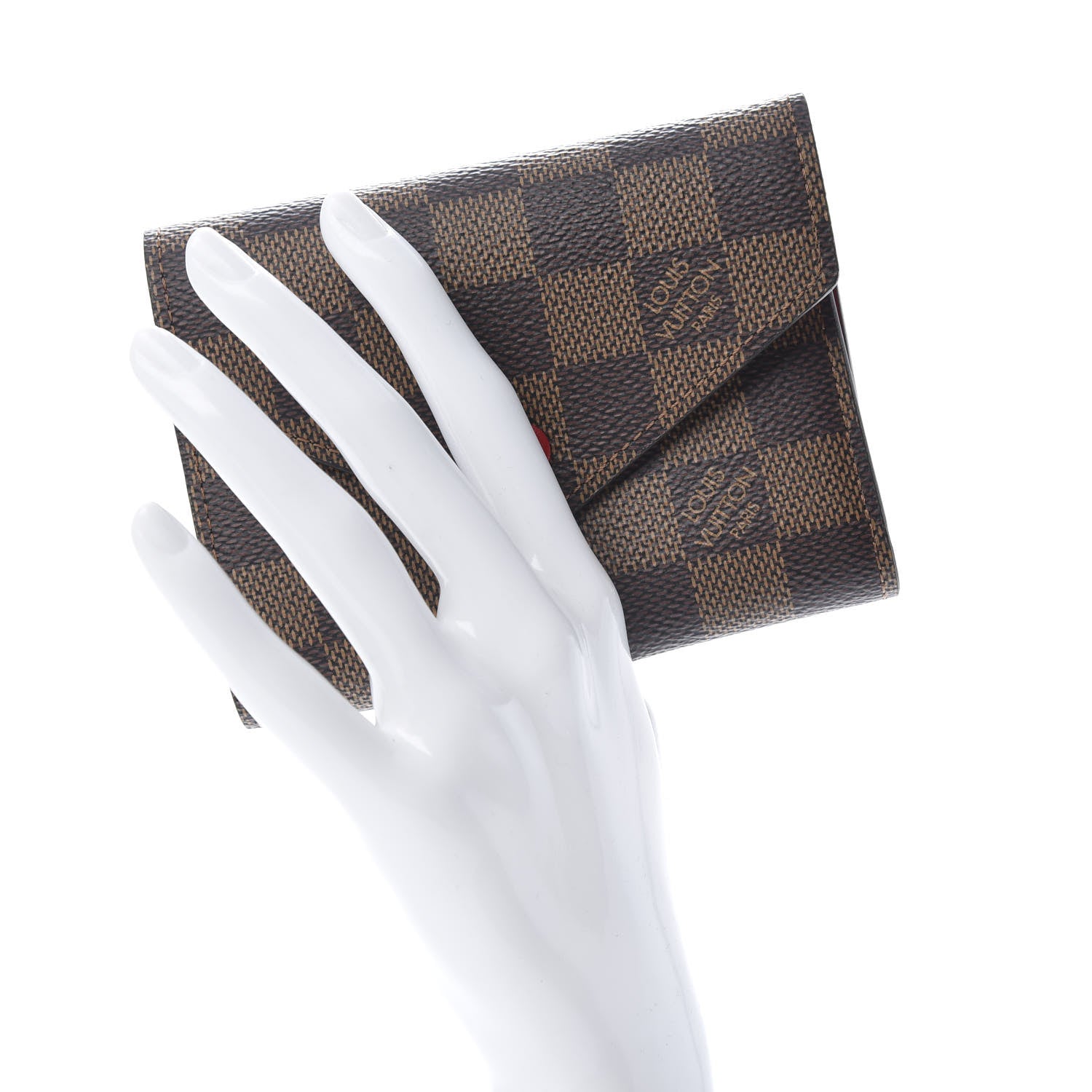 Louis Vuitton Damier Ebene Victorine Wallet Red 2 of 7