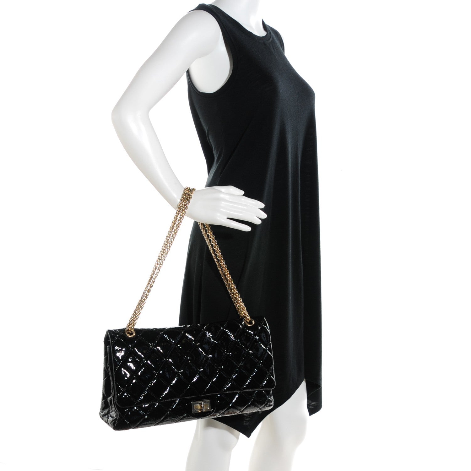 Chanel Distressed Patent Quilted 2.55 Reissue 228 Flap Black 2 of 12