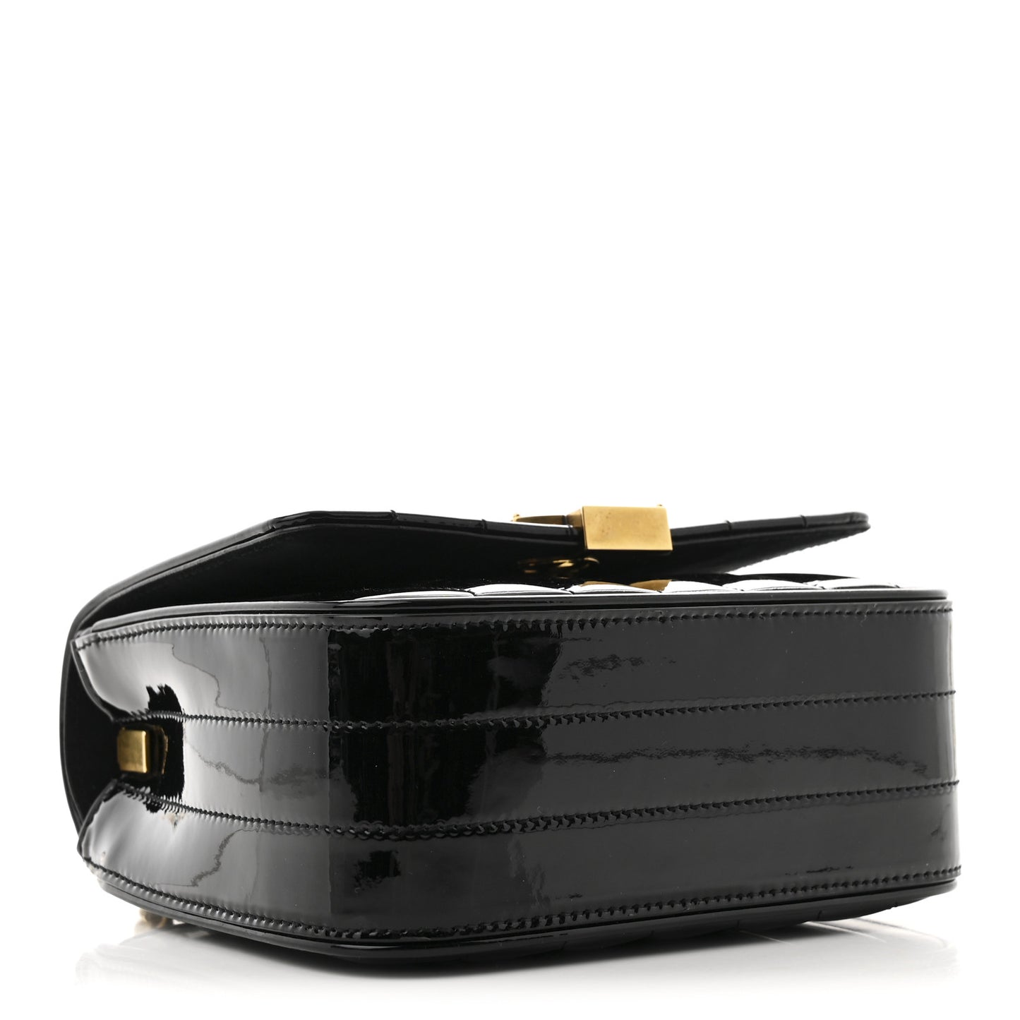 Patent Calfskin Matelasse Monogram Small Vicky Chain Bag Black