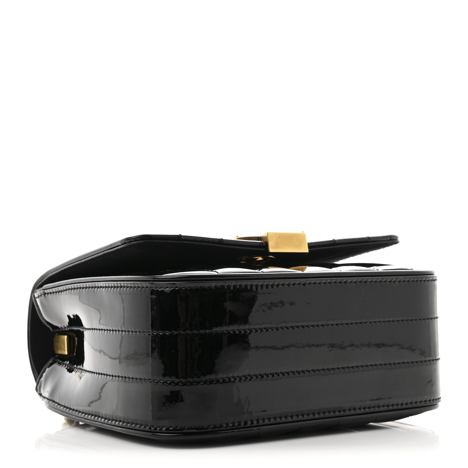 Saint Laurent Patent Calfskin Matelasse Monogram Small Vicky Chain Bag Black 3 of 9