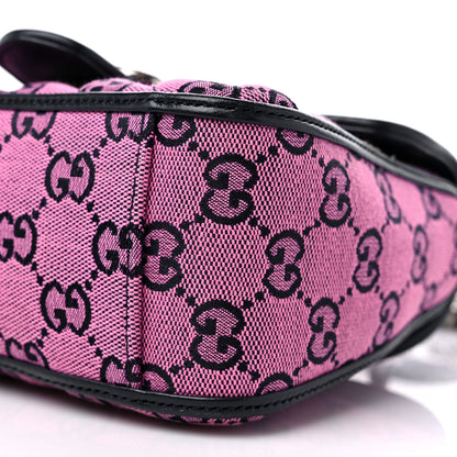 Gucci Monogram Multicolor Matelasse Diagonal Mini GG Marmont Top Handle Shoulder Bag Pink Blue 10 of 12