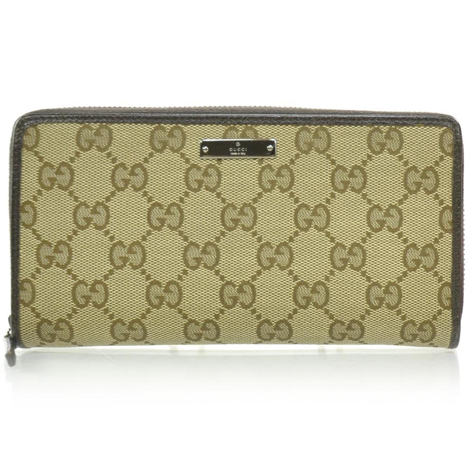 Gucci Monogram Metal Bar Zip Around Wallet Dark Brown 1 of 7