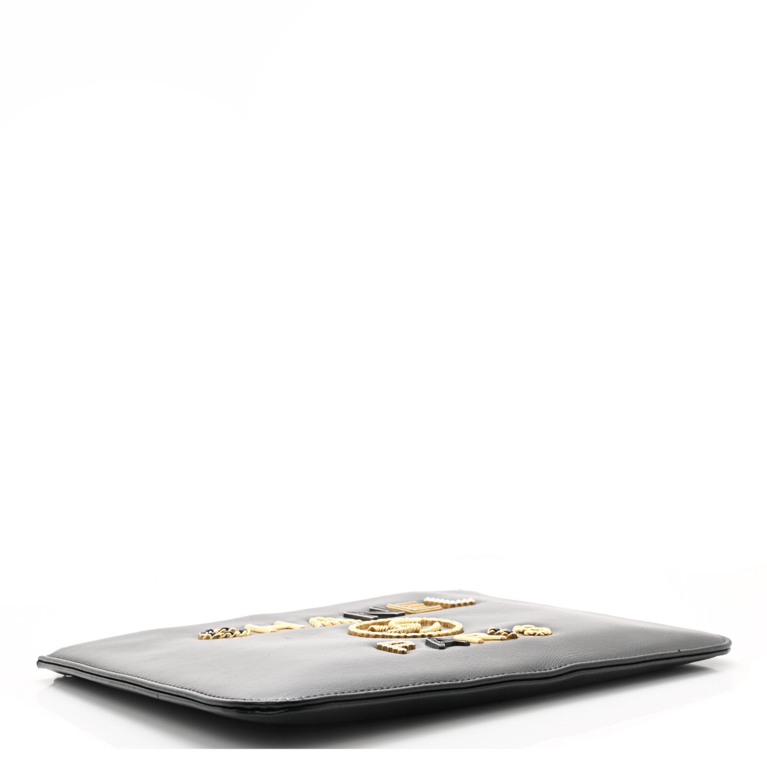 Chanel Aged Calfskin Medium Charms Deauville Pouch Black 4 of 8