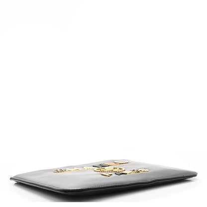 Chanel Aged Calfskin Medium Charms Deauville Pouch Black 4 of 8