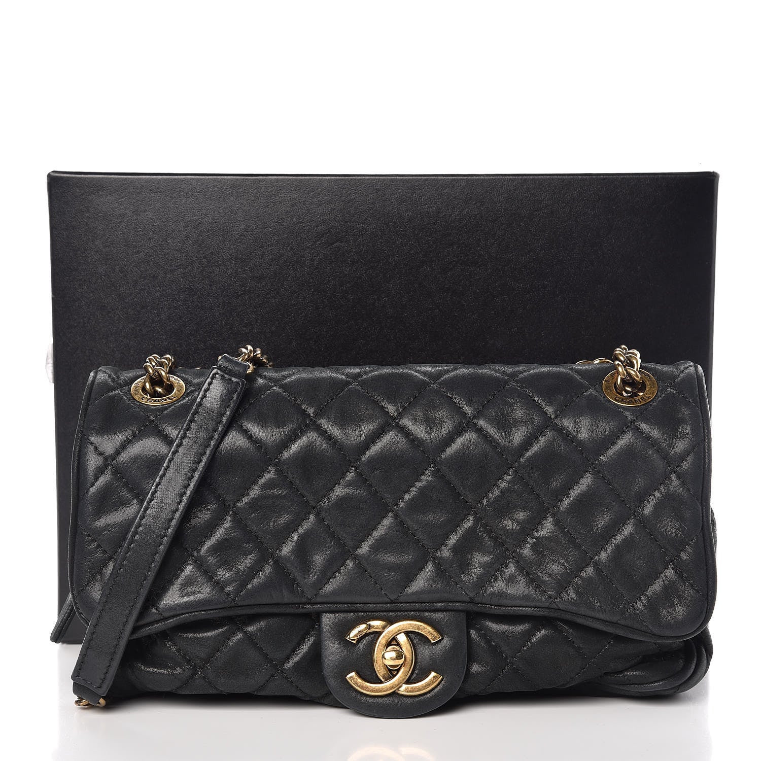 Chanel Iridescent Calfskin Quilted Small Shiva Flap Black 8 of 8