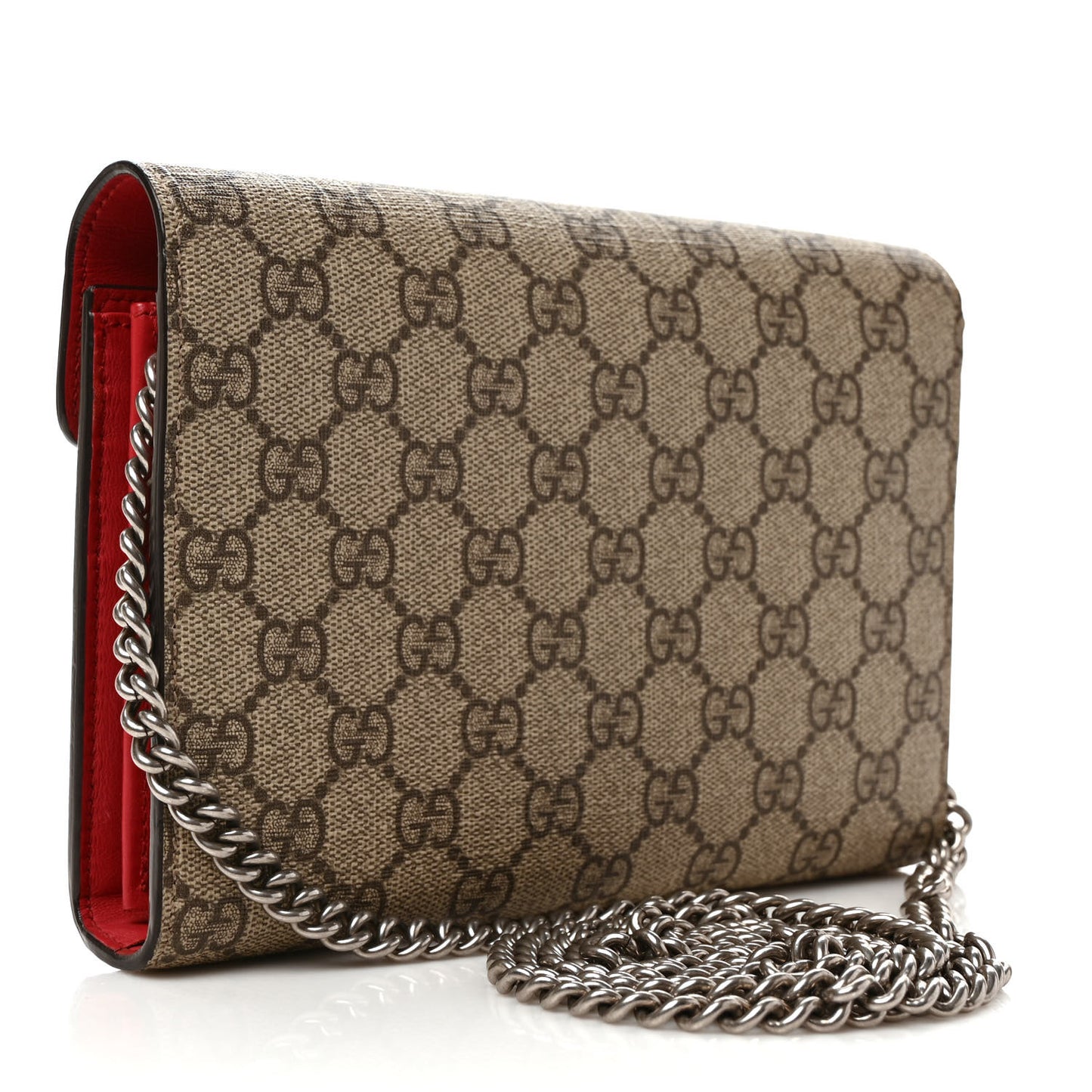 GG Supreme Monogram Mini Dionysus Chain Wallet Beige Vulcanic Red