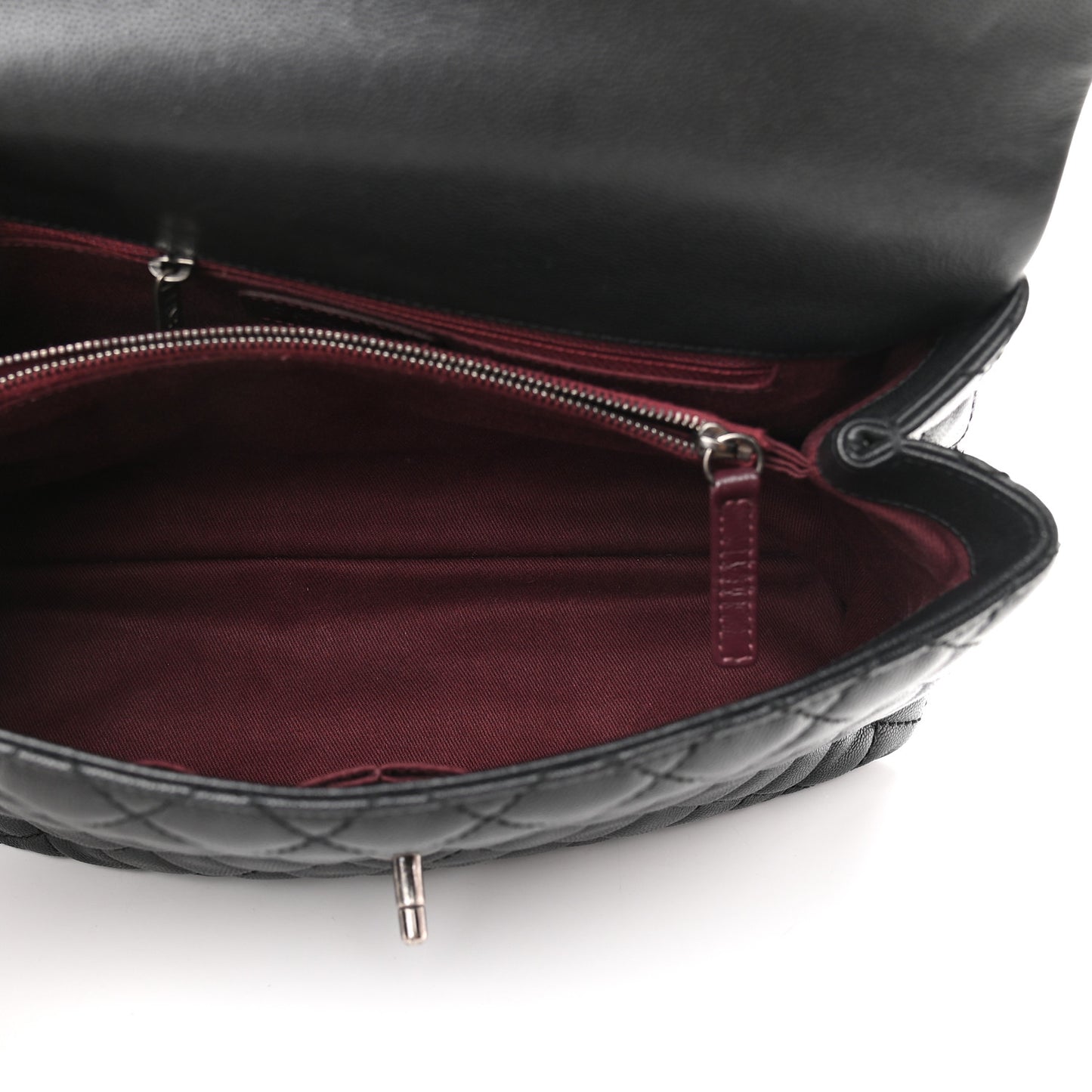 Caviar Quilted Medium Coco Handle Flap Black