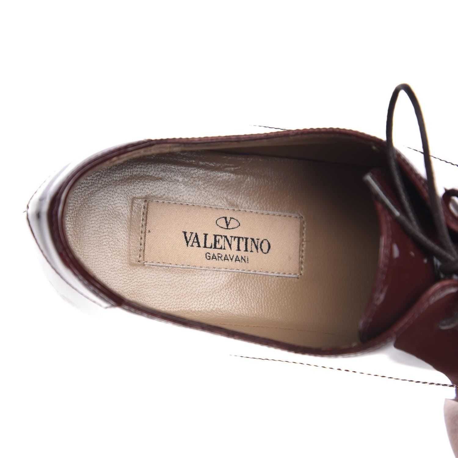 Valentino Garavani Patent Studded Cap Toe Lace Up Oxfords 36.5 Prune 11 of 13