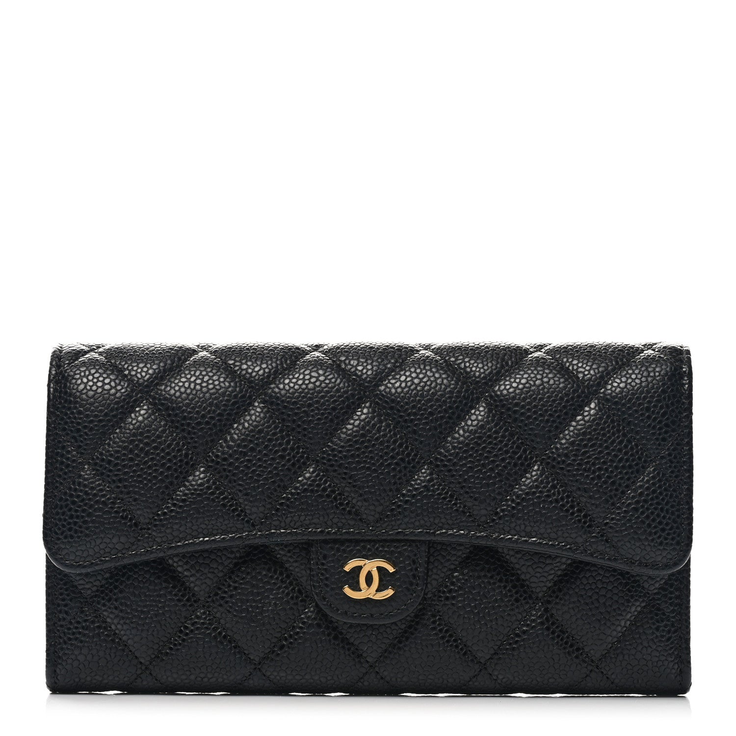 Chanel Caviar Quilted Large Gusset Flap Wallet Black 1 of 7