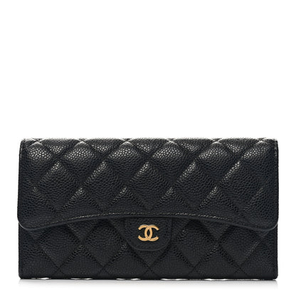 Chanel Caviar Quilted Large Gusset Flap Wallet Black 1 of 7