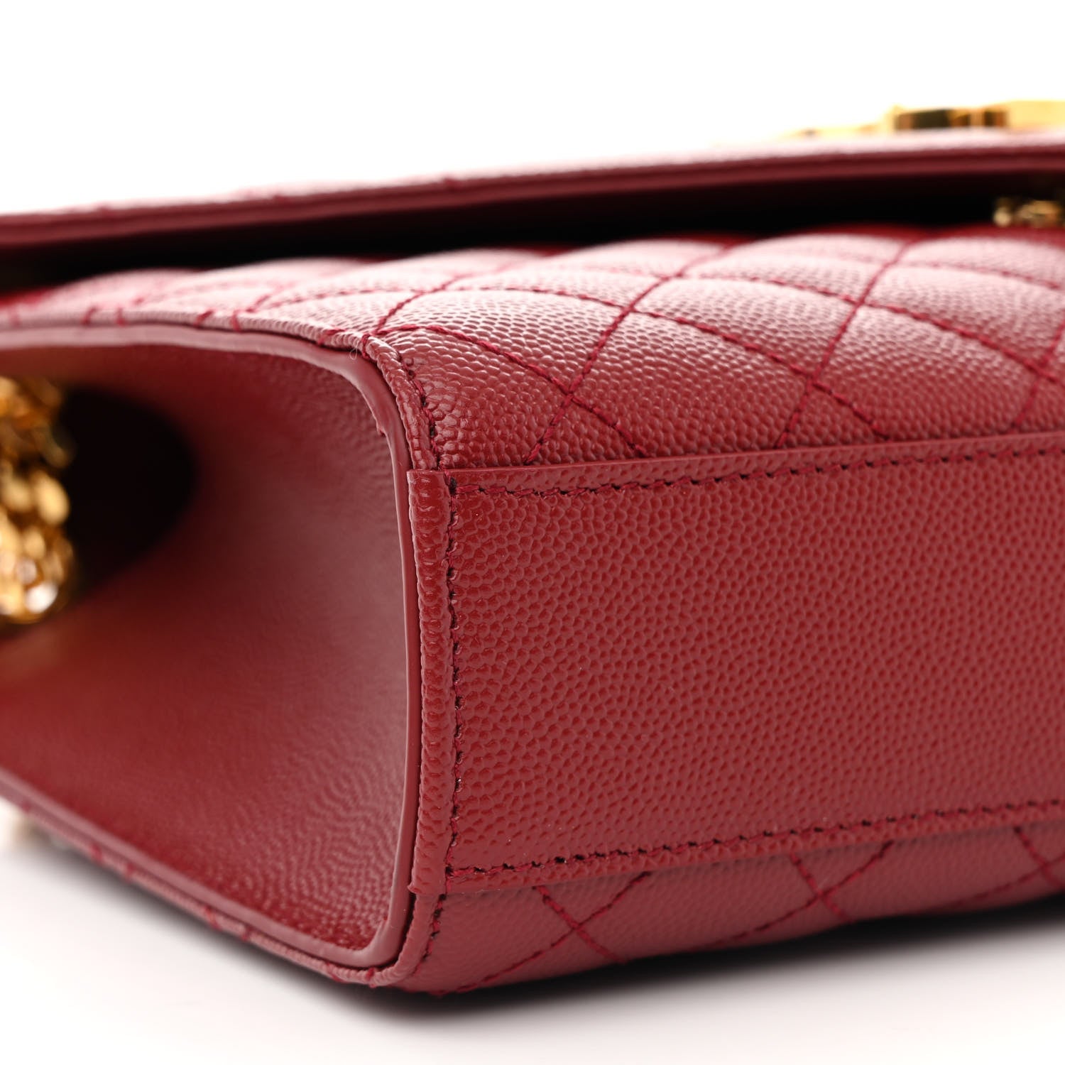 Saint Laurent Grain De Poudre Textured Mixed Matelasse Triquilt Medium Monogram Satchel Oxblood 9 of 13