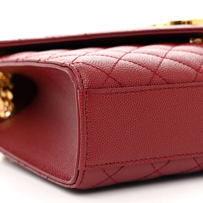 Saint Laurent Grain De Poudre Textured Mixed Matelasse Triquilt Medium Monogram Satchel Oxblood 9 of 13