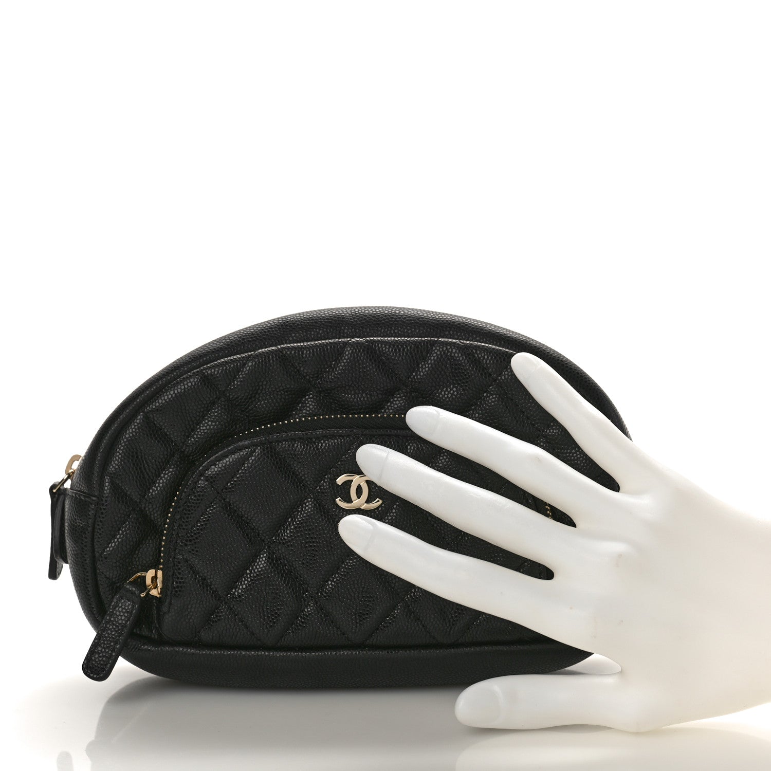 Chanel Caviar Quilted Double Zip Pouch Black 2 of 9