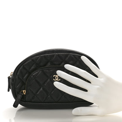 Chanel Caviar Quilted Double Zip Pouch Black 2 of 9