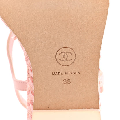 Chanel Lambskin Grosgrain CC Espadrilles Wedges 38 Pink Black 8 of 11