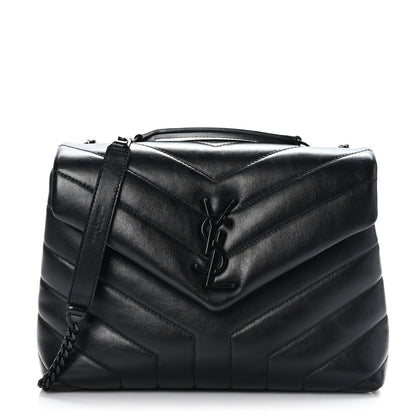 Saint Laurent Calfskin Y Quilted Monogram Monochrome Small Loulou Chain Satchel Black 1 of 9