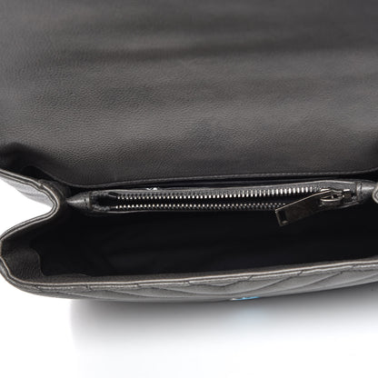 Saint Laurent Sheepskin Matelasse Chevron Monogram Medium College Bag Light Coal 8 of 10