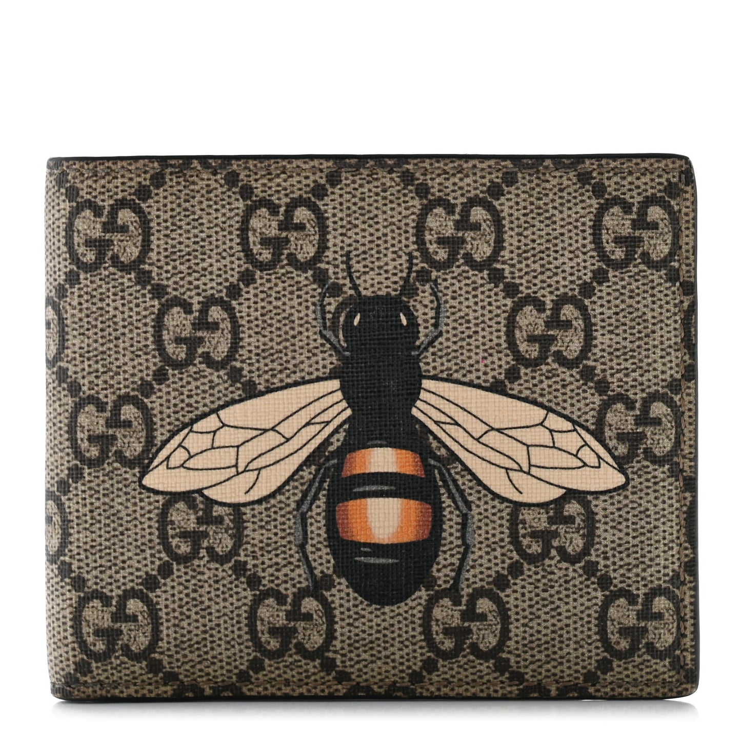 GG Supreme Monogram Bee Bi-Fold Wallet Beige