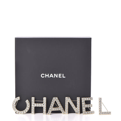 Chanel Crystal Cha-Nel Logo Brooch Set Gold 5 of 5