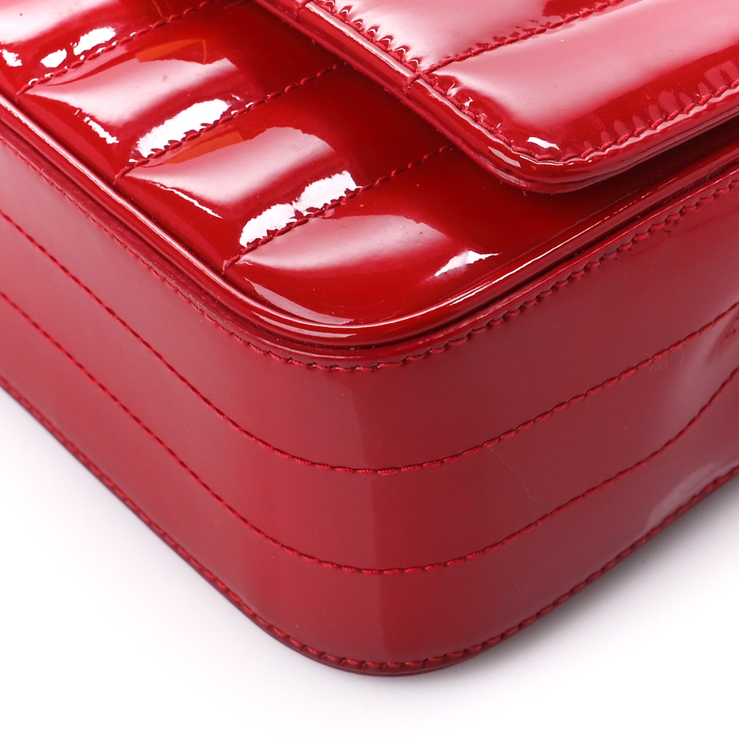 Saint Laurent Patent Matelasse Monogram Small Vicky Chain Bag Red 10 of 12